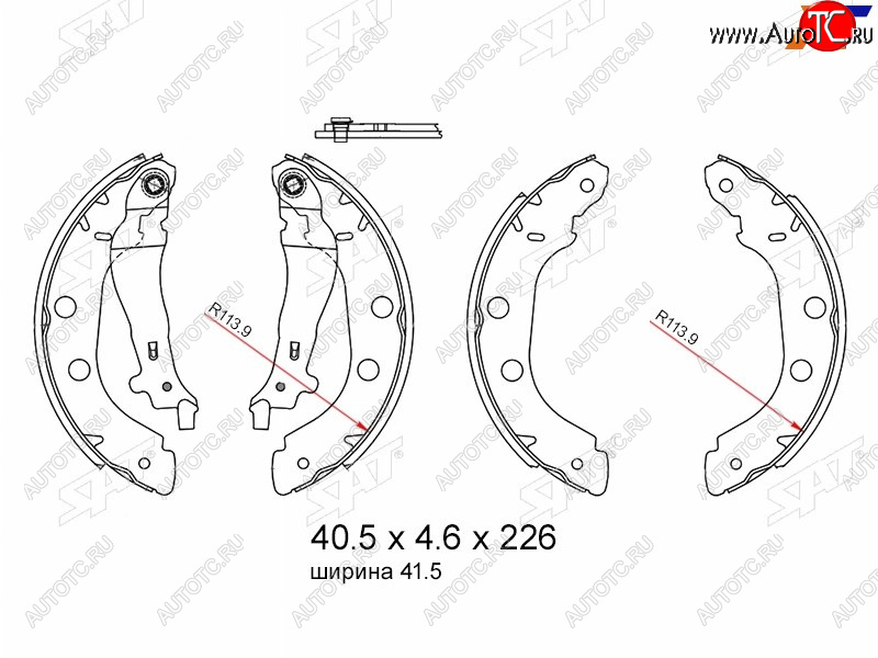 1 589 р. Колодки тормозные барабанные задние RH-LH SAT Renault Kangoo KC 1- дорестайлинг (1997-2003)  с доставкой в г. Воронеж