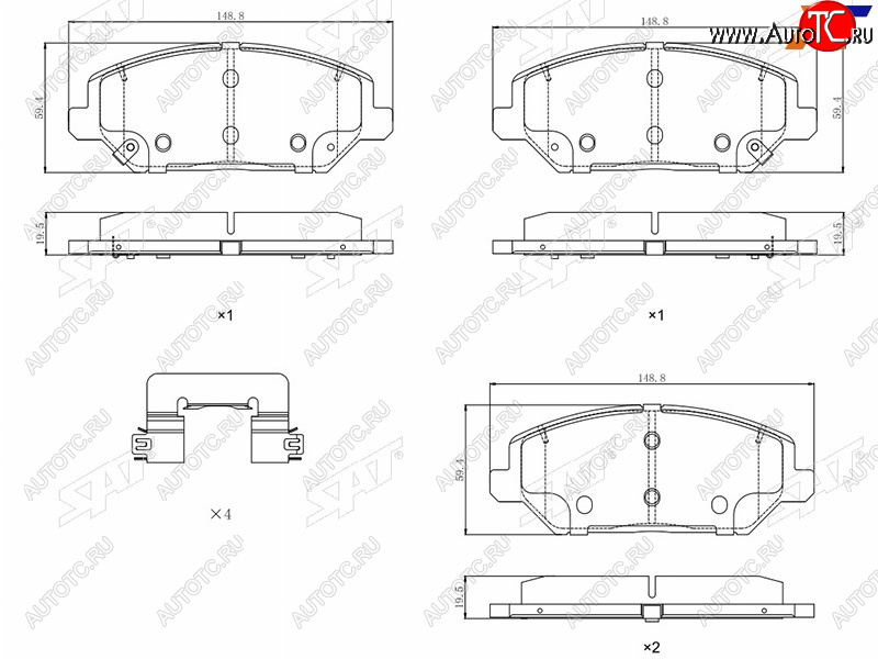 1 989 р. Колодки тормозные передние FR-FL SAT  Hyundai I30 FD универсал рестайлинг (2010-2012)  с доставкой в г. Воронеж