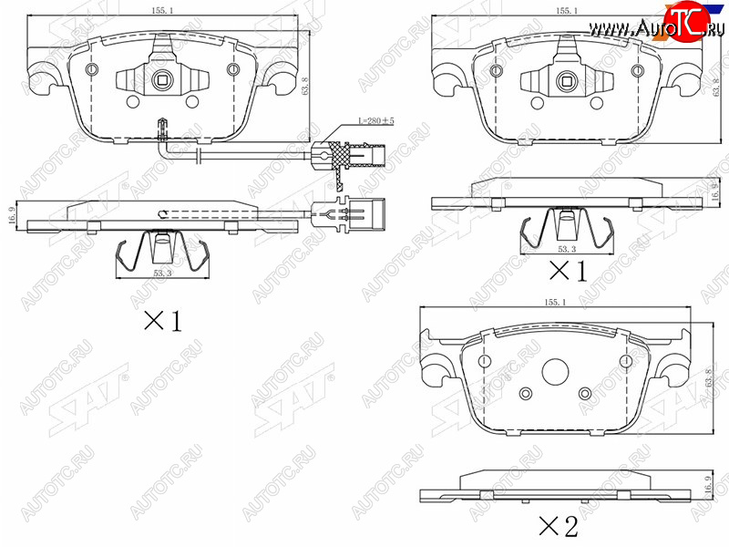 1 459 р. Колодки тормозные перед FL-FR SAT  Audi A4 ( B8,  B9) - S5  8T  с доставкой в г. Воронеж