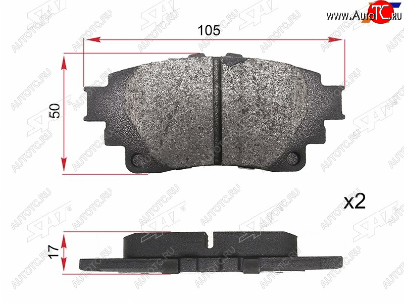 1 029 р. Колодки тормозные зад LH-RH SAT Toyota Crown S220 (2017-2022)  с доставкой в г. Воронеж