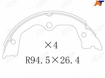 1 799 р. Колодки барабанные задние RH-LH SAT Honda Accord 8 CU седан дорестайлинг (2008-2011)  с доставкой в г. Воронеж. Увеличить фотографию 1