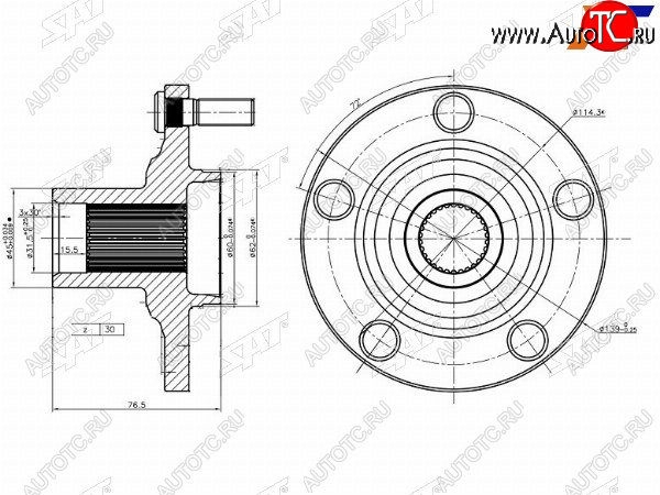 1 199 р. Ступица перед TOYOTA ALPHARDCAMRYHARRIER SAT ST-43502-28100  с доставкой в г. Воронеж