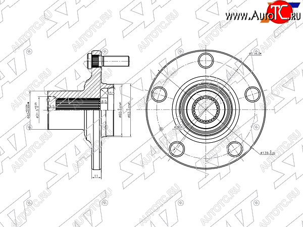 1 349 р. Ступица перед TOYOTA CAMRYHARRIERHIGHLANDERKLUFER 01- SAT ST-43502-28090  с доставкой в г. Воронеж
