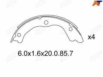 1 299 р. Колодки барабанные задние RH-LH SAT  Nissan Primera ( 3 седан,  3 универсал) - X-trail  1 T30  с доставкой в г. Воронеж. Увеличить фотографию 1