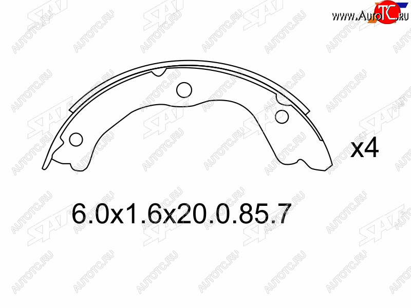 1 299 р. Колодки барабанные задние RH-LH SAT  Nissan Primera ( 3 седан,  3 универсал) - X-trail  1 T30  с доставкой в г. Воронеж