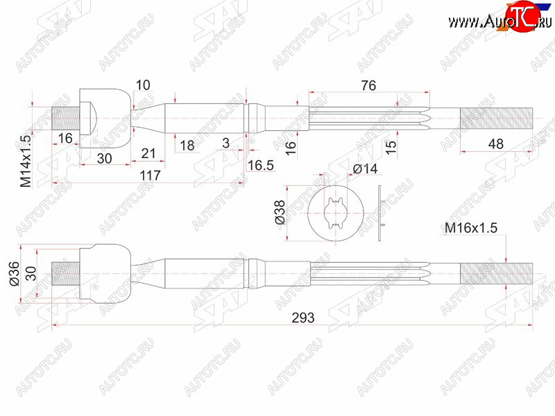 1 239 р. Тяга рулевая TOYOTA IPSUM 4WD 01- SAT ST-45503-49115  с доставкой в г. Воронеж
