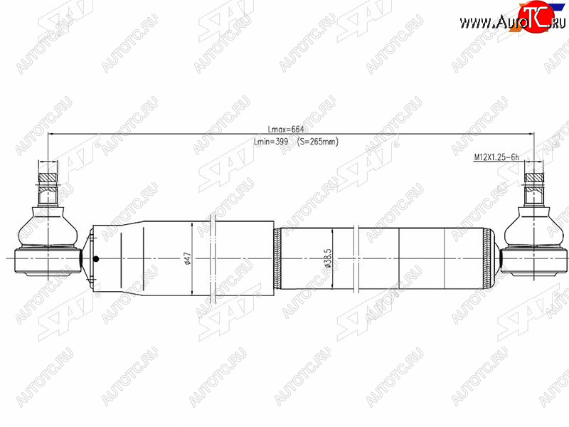 3 999 р. Демпфер рулевого управления TOYOTA LAND CRUISER 90-97 SAT ST-45700-69055  с доставкой в г. Воронеж