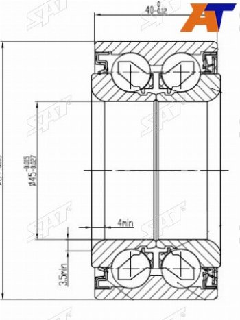 1 559 р. Подшипник передней ступицы HONDA CR-V RD4-7, EDIX BE#, ELEMENT с ABS SAT ST-45BWD12  с доставкой в г. Воронеж. Увеличить фотографию 1
