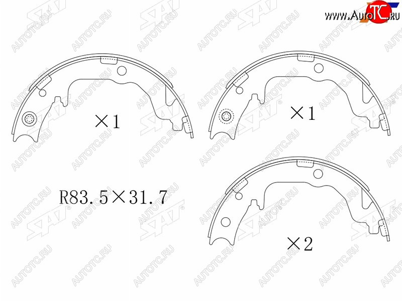 1 849 р. Колодки барабанные задние RH-LH SAT Mitsubishi ASX дорестайлинг (2010-2012)  с доставкой в г. Воронеж