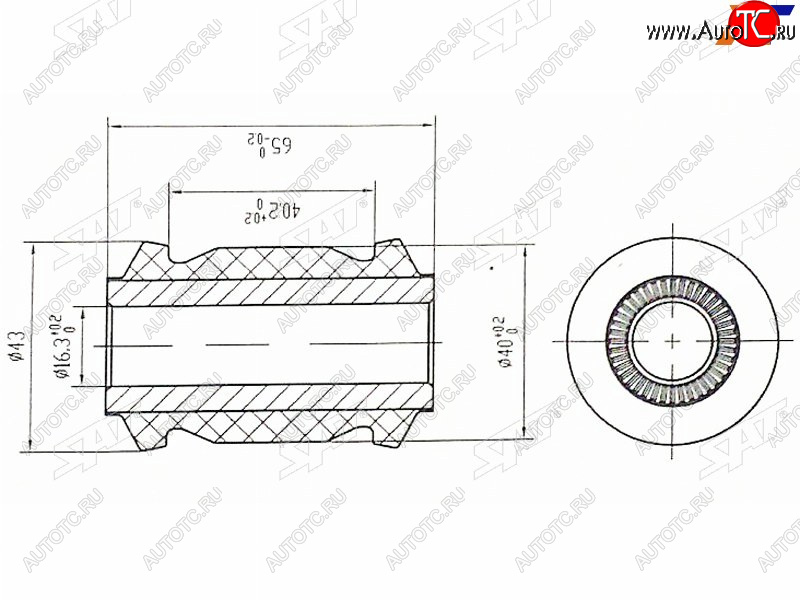 339 р. Сайлентблок Toyota Avensis (T250,T270) 03-18  Corolla (E150,E180) 06-19  Prius (ZVW30,ZVW50) 09-23 SAT ST-48654-02130  с доставкой в г. Воронеж