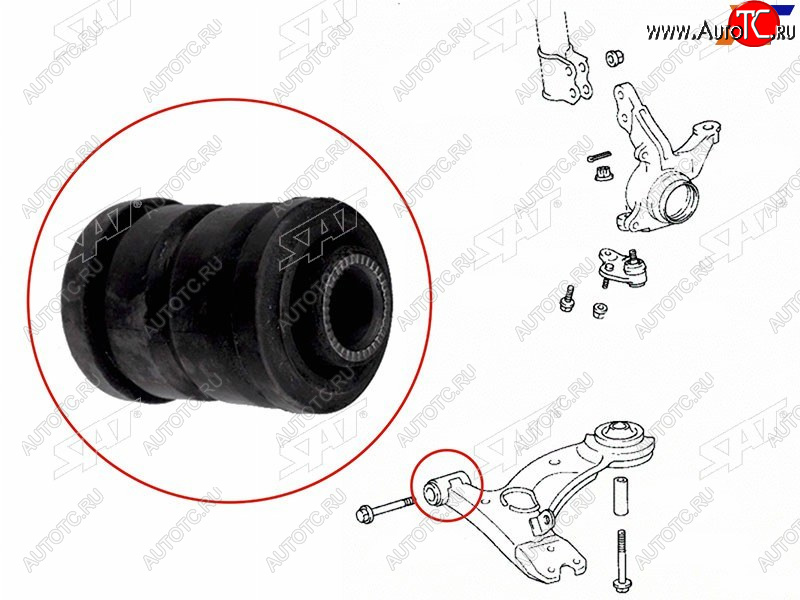 225 р. Сайлентблок переднего нижнего рычага FR SAT  Toyota Caldina  T190 - Corona  T190  с доставкой в г. Воронеж