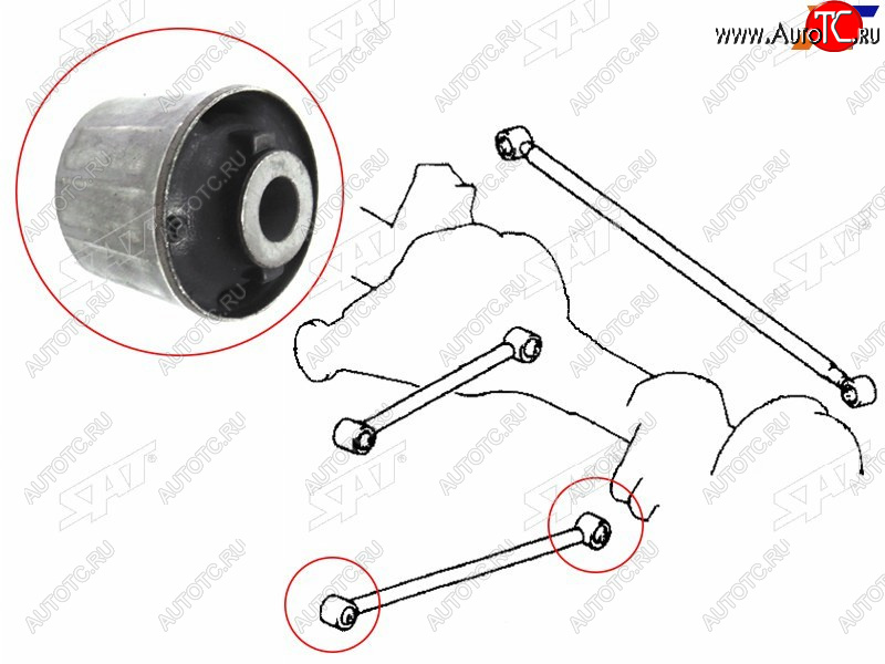479 р. Сайлентблок Toyota Land Cruiser (J100) 98-07  Lexus LX 98-07  Toyota Land Cruiser Cygnus 98-07 (За SAT ST-48702-60100  с доставкой в г. Воронеж