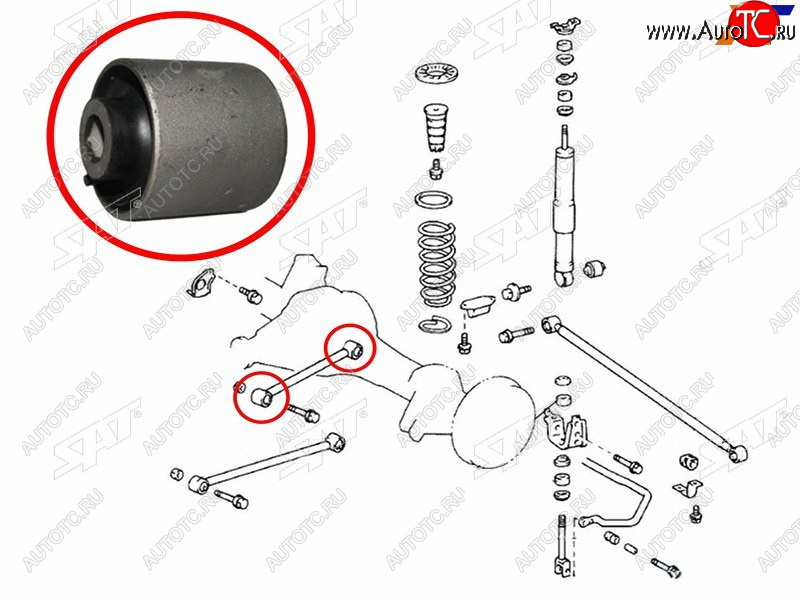 399 р. Сайлентблок Toyota Land Cruiser (J100) 98-07  Lexus LX 98-07  Toyota Land Cruiser Cygnus 98-07 SAT ST-48702-60090  с доставкой в г. Воронеж