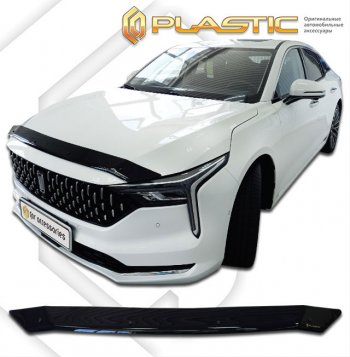 1 839 р. Дефлектор капота CA-Plastic FAW Bestune B70 лифтбэк (2020-2025) (classic черный, без надписи)  с доставкой в г. Воронеж. Увеличить фотографию 1