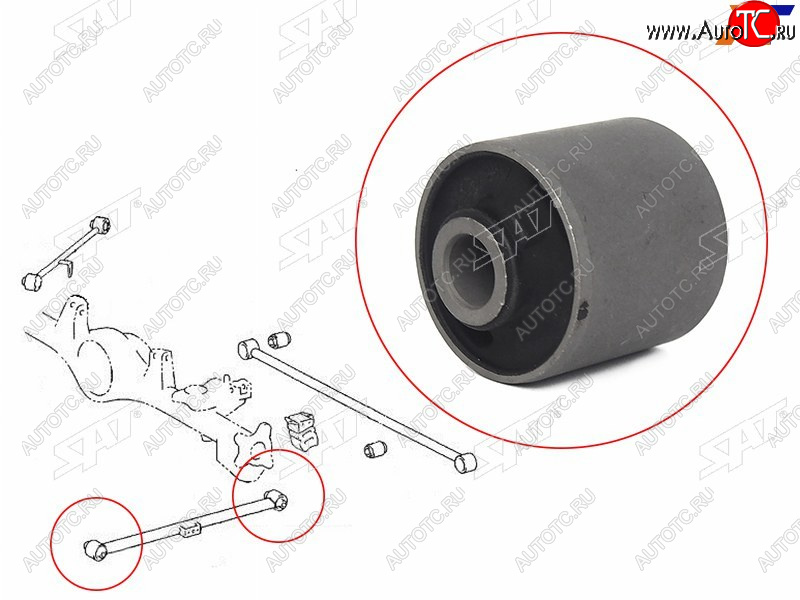 379 р. Сайлентблок задней нижней продольной тяги TOYOTA LAND CRUISER PRADO 02-14HILUXSURF 02-FJ CRUISER SAT ST-48725-35020  с доставкой в г. Воронеж