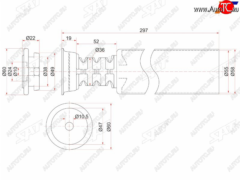 669 р. Пыльник стойки Ford Focus 04-11  Toyota Vitz 99-05  Geely MK Cross 11-16  Toyota bB 00-05  Echo SAT ST-48750-52010  с доставкой в г. Воронеж