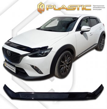 1 989 р. Дефлектор капота CA-Plastic Mazda CX-3 DK дорестайлинг (2014-2018) (серия Сlassic черный, без надписи)  с доставкой в г. Воронеж. Увеличить фотографию 2