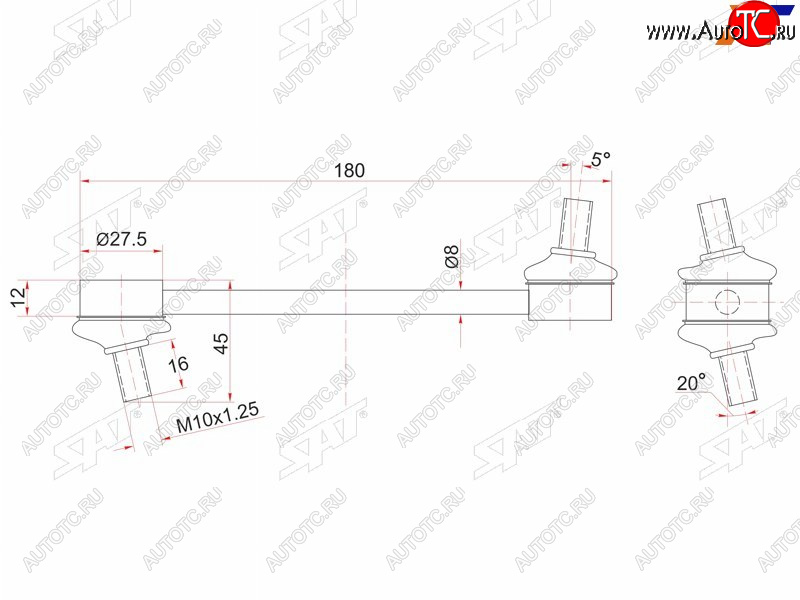 499 р. Тяга стабилизатора заднего TOYOTA CorollaSprinter 4WD SAT ST-48830-12050  с доставкой в г. Воронеж