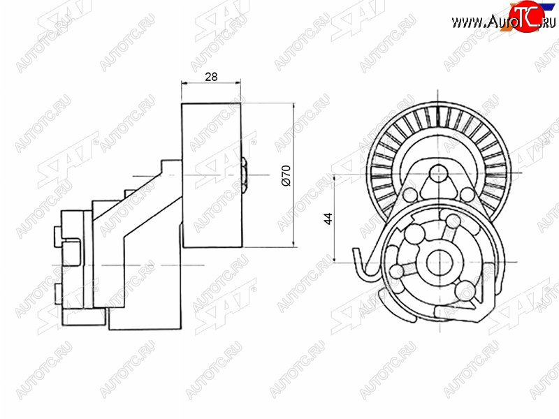 1 639 р. Натяжитель приводного ремня FIAT DUCATOIVECO DAILY 2,3 02- SAT ST-504086751  с доставкой в г. Воронеж