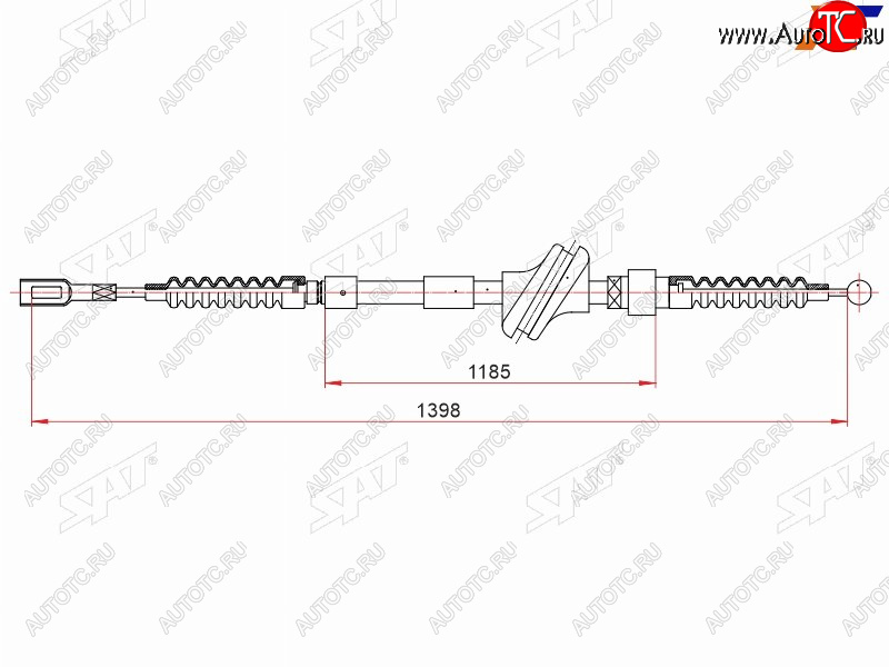599 р. Трос ручного тормоза LH SAT  Audi 80  B4 - 90  B3  с доставкой в г. Воронеж