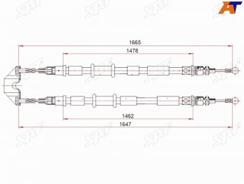 1 399 р. Трос ручного тормоза SAT Opel Astra H универсал (2004-2007)  с доставкой в г. Воронеж. Увеличить фотографию 1