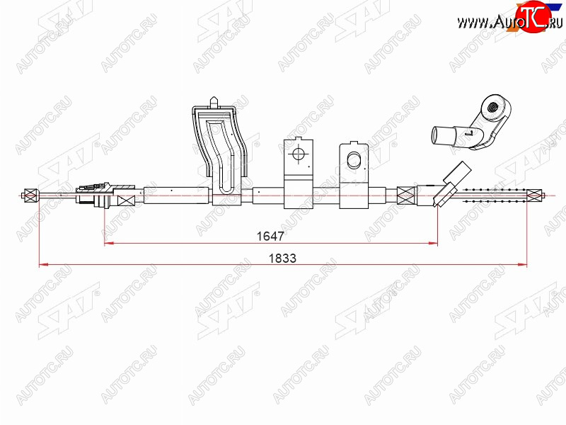 1 259 р. Трос ручного тормоза LH SAT  Nissan Qashqai +2  1 (2008-2014) J10 дорестайлинг, J10 рестайлинг  с доставкой в г. Воронеж