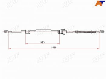 599 р. Трос ручного тормоза LH-RH SAT Volkswagen Polo 5 седан дорестайлинг (2009-2015)  с доставкой в г. Воронеж. Увеличить фотографию 1