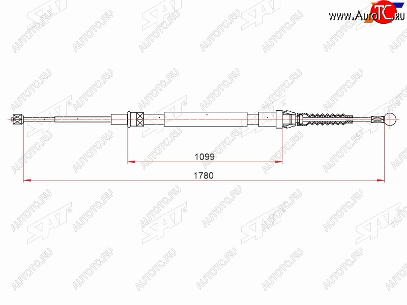 1 039 р. Трос ручного тормоза RH-LH SAT  Skoda Rapid ( NH3,  NH1,  MK2) (2012-2025) дорестайлинг лифтбэк, хэтчбэк дорестайлинг, хэтчбэк рестайлинг, рестайлинг лифтбэк  с доставкой в г. Воронеж