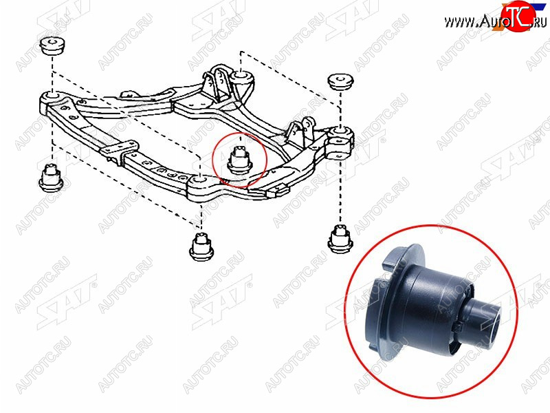 959 р. Сайлентблок Toyota Camry (XV40,XV50) 06-21  Lexus ES 12-18  Toyota Avalon 04-12  Camry UAEUSA 06 SAT ST-52215-33090  с доставкой в г. Воронеж