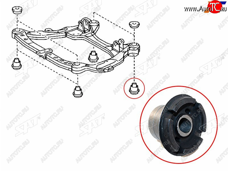 879 р. Сайлентблок Toyota Camry (XV30) 01-06  Harrier (XU30) 03-13  Daihatsu Altis 01-05  Lexus ES 03-06 SAT ST-52217-28010  с доставкой в г. Воронеж