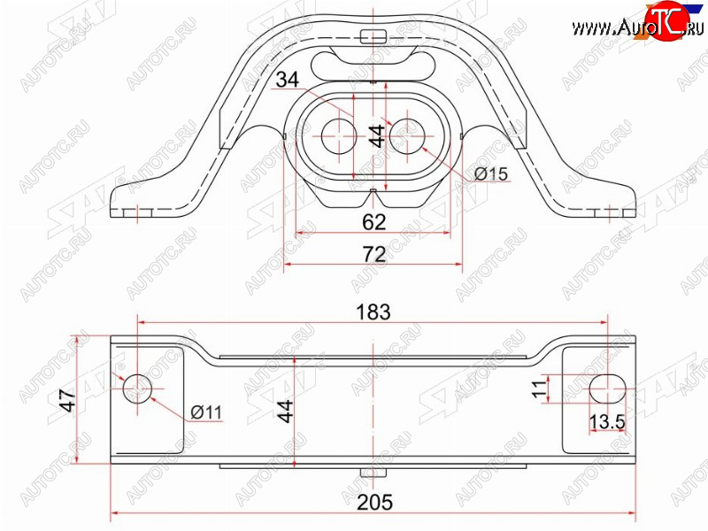 1 499 р. Подушка заднего дифференциала TOYOTA COROLLA 91-02SPACIO 97-00SPRINTER 91-02 SAT ST-52291-12010  с доставкой в г. Воронеж
