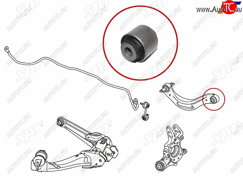 439 р. Сайлентблок Honda Civic 05-15  Hyundai Santa Fe 12-19  Kia Sorento 09-21  Nissan Pathfinder 95-04 SAT ST-52390-SNA-A00-B2  с доставкой в г. Воронеж