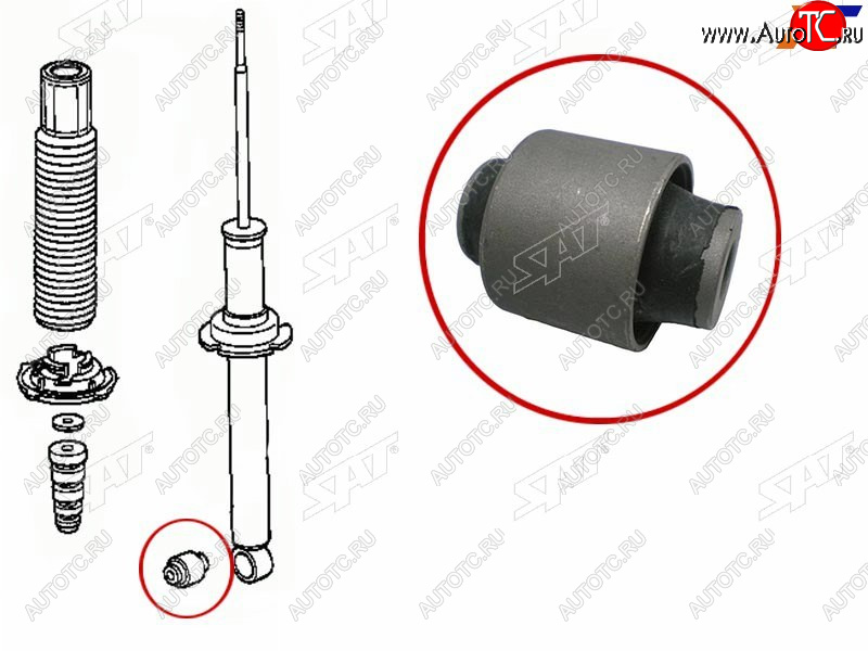 257 р. Сайлентблок Honda Accord 97-03  Avancier 99-03  Inspire 98-03  Saber 98-03 (Зад) SAT ST-52622-S84-A01  с доставкой в г. Воронеж