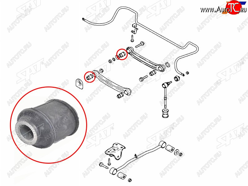 184 р. Сайлентблок заднего поперечного рычага (ТАГАЗ) HYUNDAI ACCENT 99-12                                  SAT ST-52773-25000  с доставкой в г. Воронеж