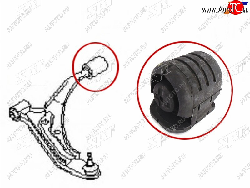 499 р. Сайлентблок задний переднего рычага Nissan Sunny B14, AD Y10, Pulsar N15                             SAT ST-54570-0M020  с доставкой в г. Воронеж