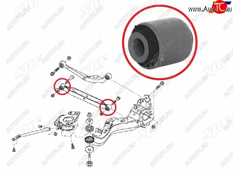 319 р. Сайлентблок Nissan Juke 10-20  Qashqai 06-22  Serena 05-16  X-Trail 07-15  Renault Koleos 08-16 SAT ST-55110-JG000-B  с доставкой в г. Воронеж