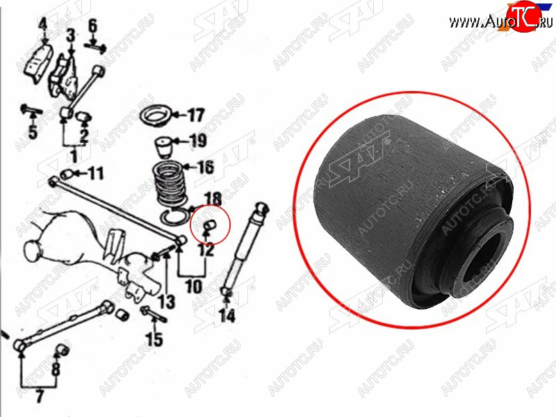 379 р. Сайлентблок Nissan Pathfinder 95-04  Terrano 95-02  Chrysler Pacifica 03-08  Infiniti QX4 96-03  SAT ST-55135-11C00  с доставкой в г. Воронеж