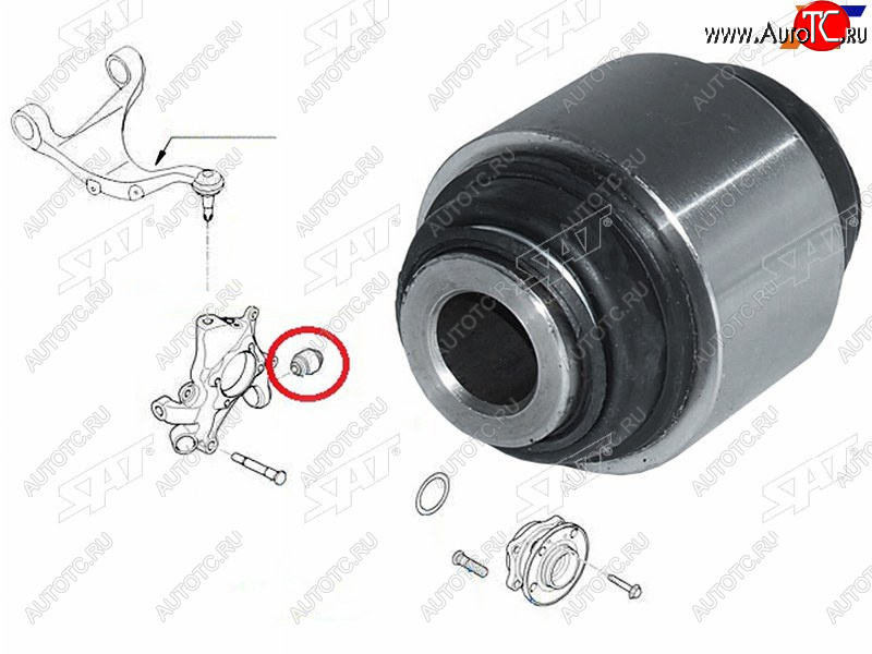 519 р. Сайлентблок Hyundai Elantra 06-12  Santa Fe 05-19  Sonata 09-19  Kia Carnival 06-14  Ceed 06-12 SAT ST-55130-4D000  с доставкой в г. Воронеж