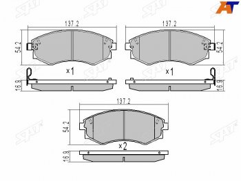 1 189 р. Колодки тормозные передние FR-FL SAT   Hyundai Elantra ( XD,  XD2) (2000-2010), Hyundai Sonata ( Y3,  EF) (1993-2001), Nissan Murano  1 Z50 (2002-2009), SSANGYONG Rexton ( Y200,  Y250,  Y290,  Y400) (2001-2023)  с доставкой в г. Воронеж. Увеличить фотографию 1