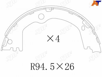 1 239 р. Колодки барабанные задние RH-LH SAT Hyundai Santa Fe TM дорестайлинг (2018-2021)  с доставкой в г. Воронеж. Увеличить фотографию 3