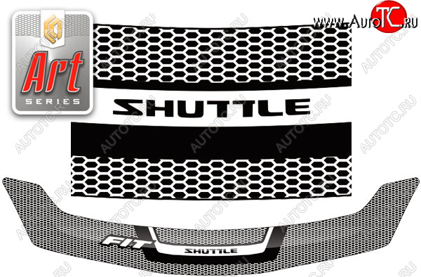 2 159 р. Дефлектор капота CA-Plastic  Honda Fit Shuttle  1 GP2,GG7,GG8 (2011-2013) дорестайлинг (Серия Art черная)  с доставкой в г. Воронеж