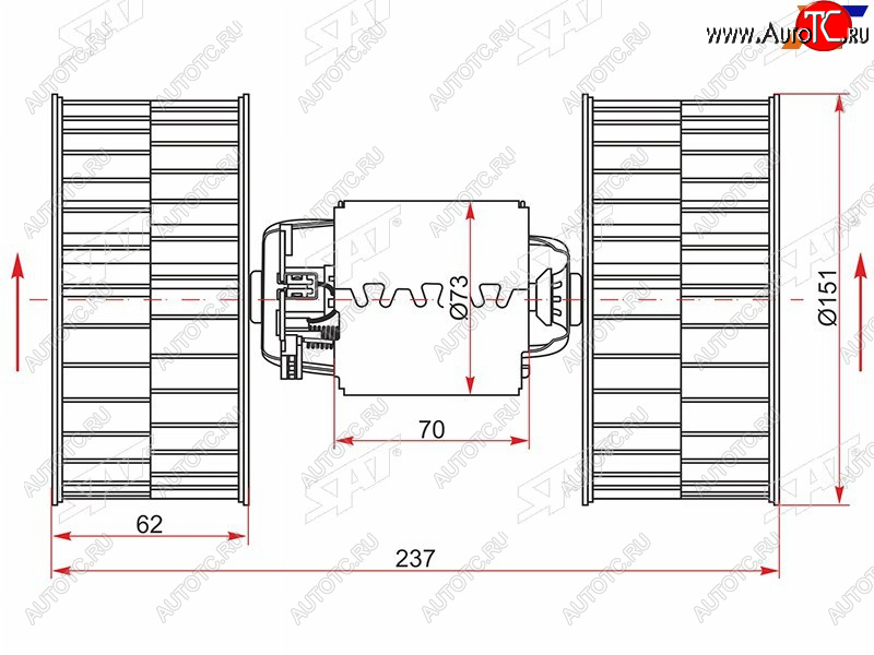 3 499 р. Мотор отопителя салона BMW 5-Series 88-96  7-Series 86-94  8-Series 89-99 SAT ST-64111374377  с доставкой в г. Воронеж