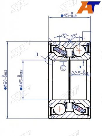 Подшипник перед ступицызадней VW TRANSPORTER 90- SAT ST-7D0498625