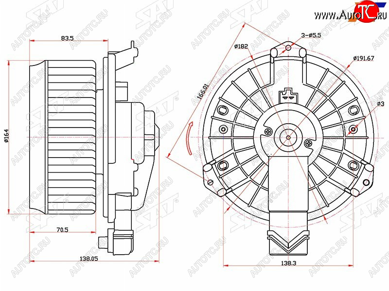 2 699 р. Мотор отопителя салона Honda Civic 05-12  Civic USA 05-08  Jeep Wrangler 06-18 SAT ST-79310-SNK-K01  с доставкой в г. Воронеж