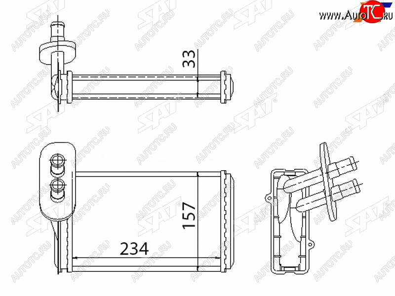 1 299 р. Радиатор отопителя салона AUDI A3 96-98SKODA OCTAVIA 98-98VOLKSWAGEN GOLF 91-98 (трубчатый) SAT ST-87-0022  с доставкой в г. Воронеж