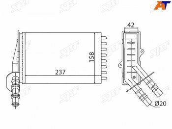 1 239 р. Радиатор отопителя салона  RENAULT CLIO 98-CLIO SYMBOL 01-CLIO 01-(трубчатый) SAT ST-87-0035  с доставкой в г. Воронеж. Увеличить фотографию 2