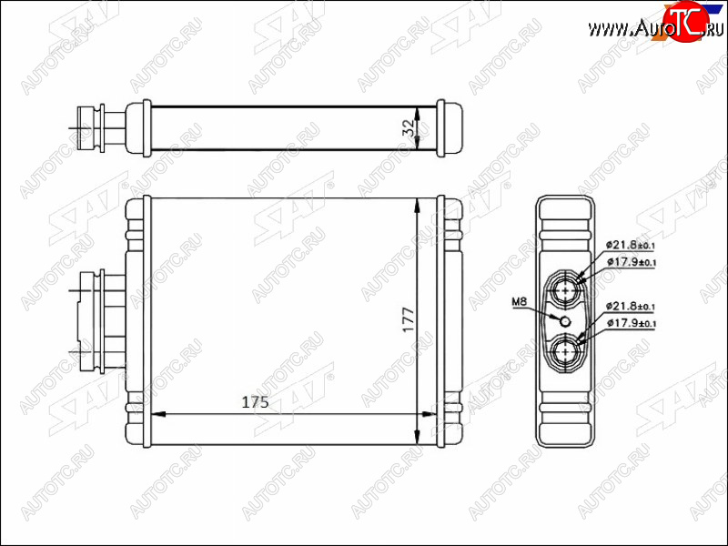 1 169 р. Радиатор отопителя салона  AUDI A1 10-SKODA FABIA 99-ROOMSTER 06-VOLKSWAGEN FOX 05-POLO 01-POLO SAT ST-87-0027  с доставкой в г. Воронеж