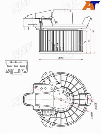 Мотор отопителя салона TOYOTA AURIS 06-/BLADE 06-12/COROLLA 12-/RAV4 05-18/MARK X 07-13/SAI 09-18(RH SAT ST-87103-42070, st8710342070 SAT ST-87103-42070