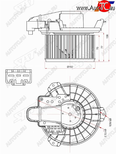 3 499 р. Мотор отопителя салона TOYOTA AURIS 06-/BLADE 06-12/COROLLA 12-/RAV4 05-18/MARK X 07-13/SAI 09-18(RH SAT ST-87103-42070, st8710342070 SAT ST-87103-42070  с доставкой в г. Воронеж