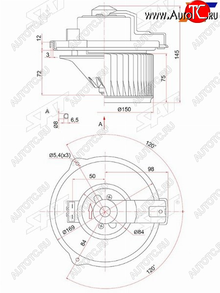 2 699 р. Мотор отопителя салона Toyota Camry (XV20,XV30) 96-06  Harrier (XU30) 03-13  Land Cruiser Prado (J SAT ST-87103-33081  с доставкой в г. Воронеж